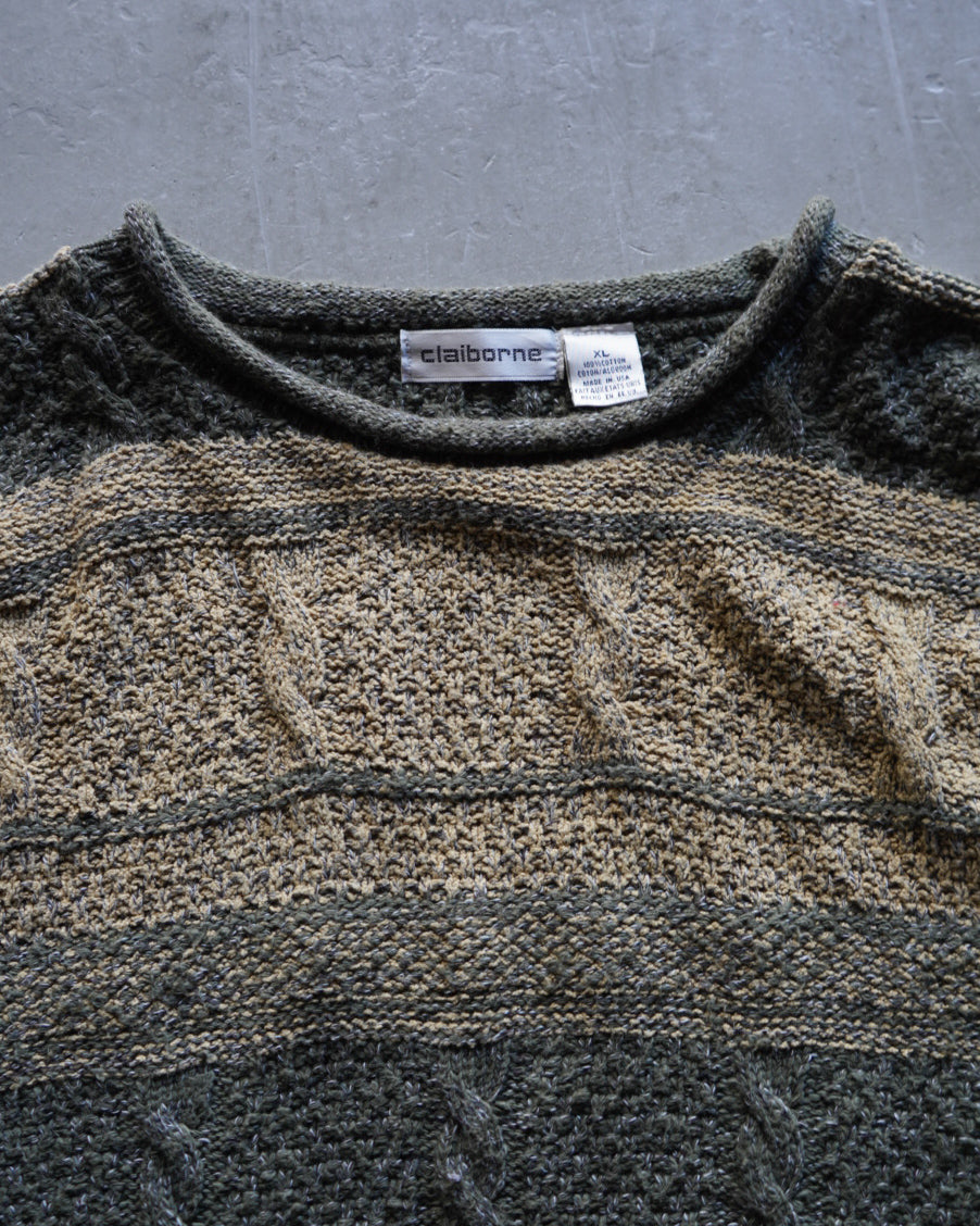 90s Claiborne all-over pattern cotton knit  sweater