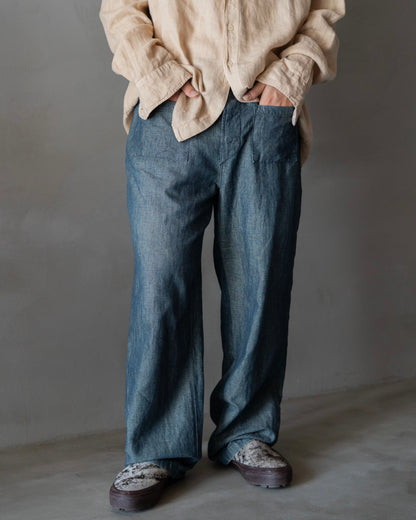 CIMARRON Indigo dyed linen easy pants