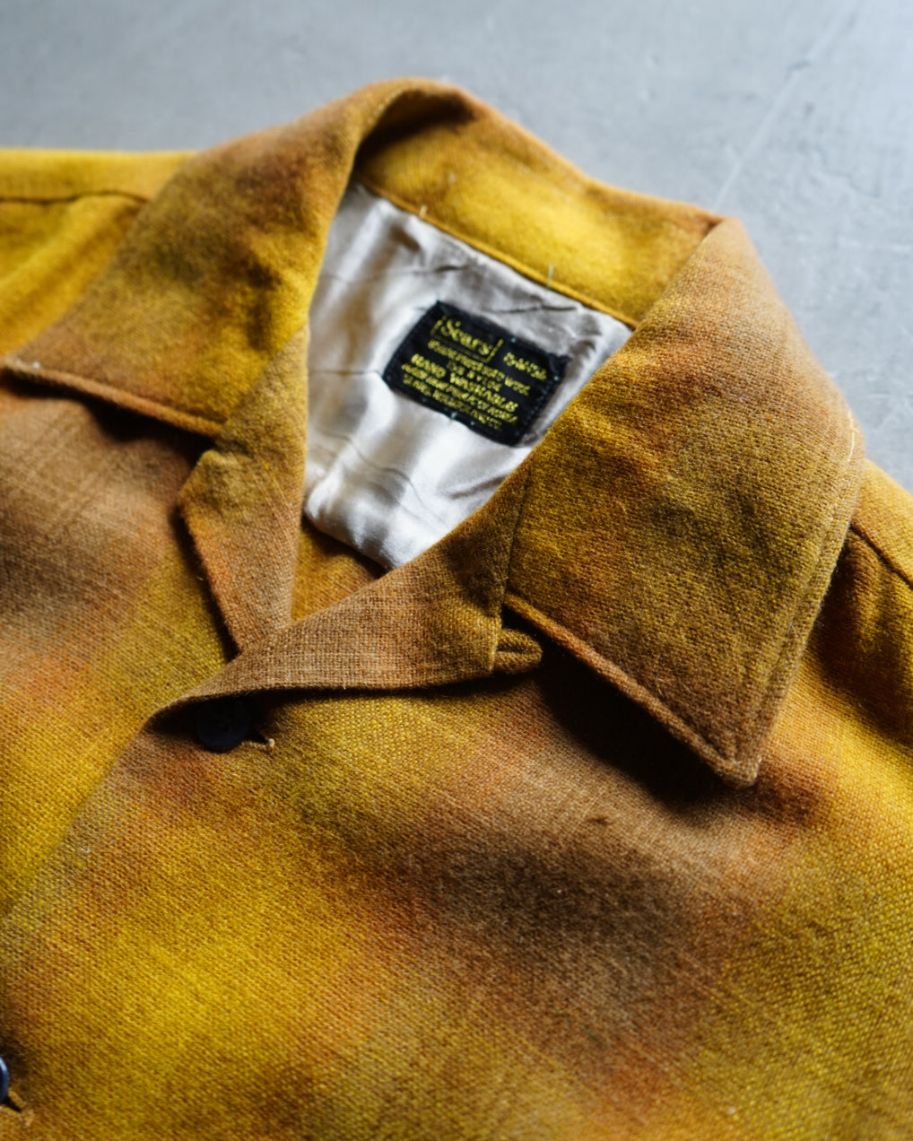 70's sears ombre check open collar wool shirts