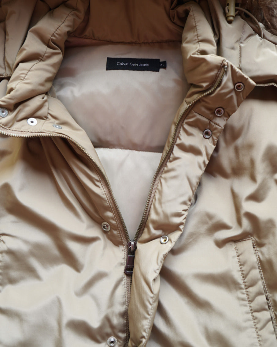 Calvin Klein Faux Fur Trim Down Parka