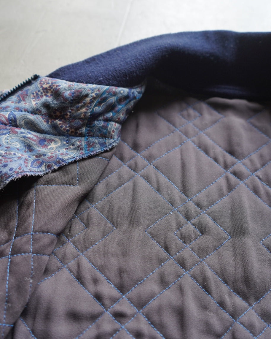 paisley pattern quilting zip-up jacket