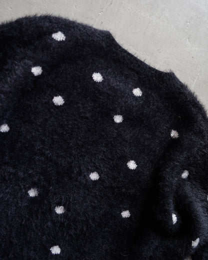 "ladies" polka dot mohair-like cardigan