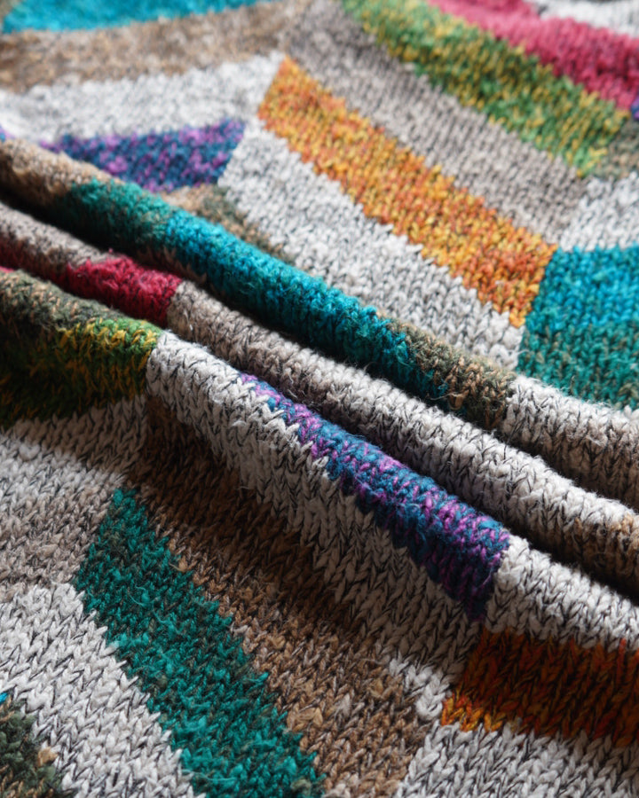 90s BACHRACH  random boarder art rummy cotton knit sweater