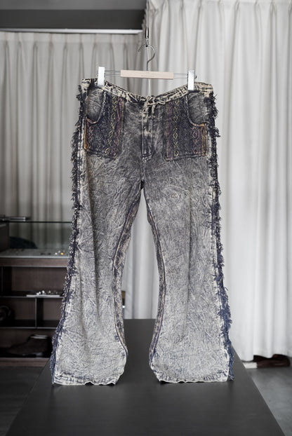 90's design all pattern semi flare easy pants