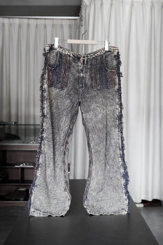 90's design all pattern semi flare easy pants