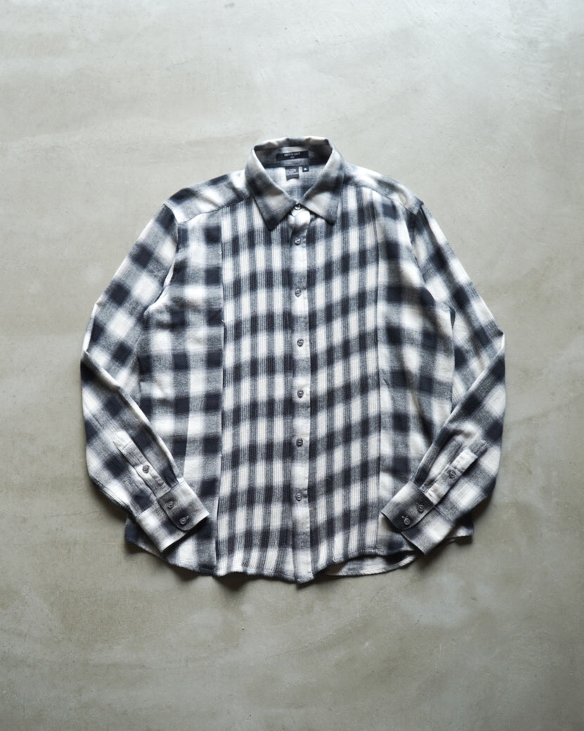 ombre check pleats design shirt