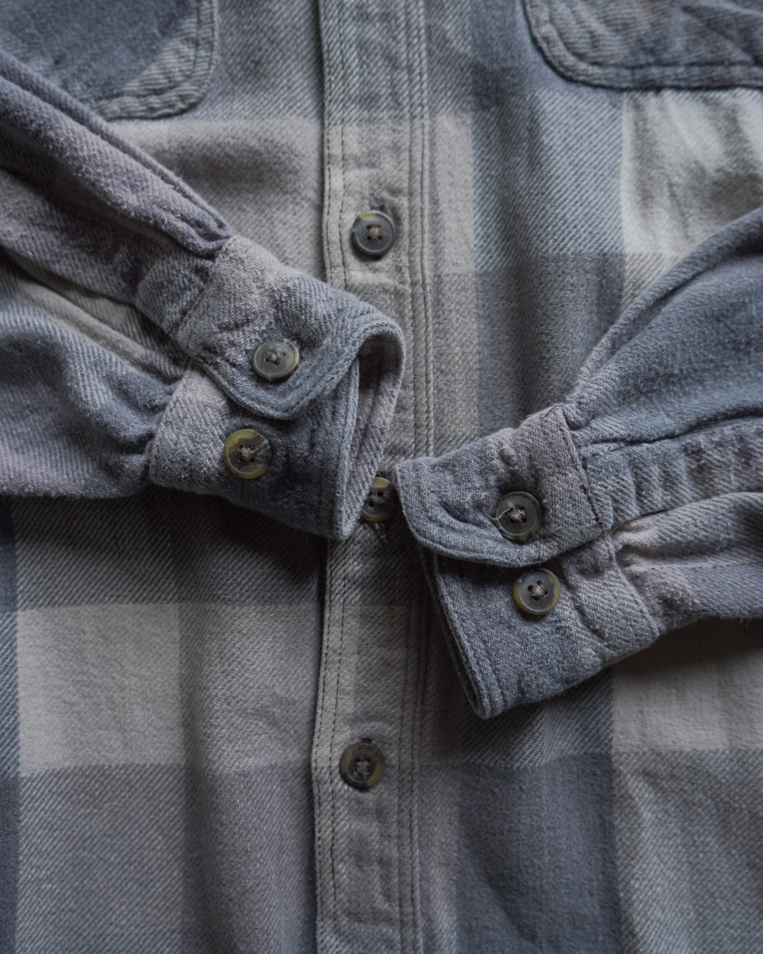 90s check duble flap Pockets flannel shirt