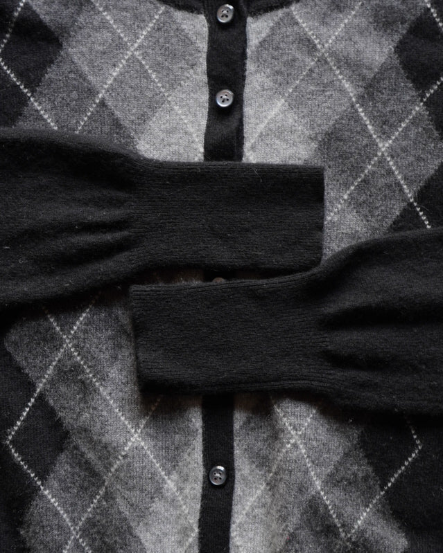 "ladies" Argyle pattern cashmere cardigan