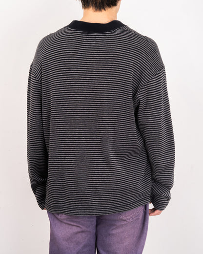 "Calvin Klein"Stripe L/S knit polo shirt