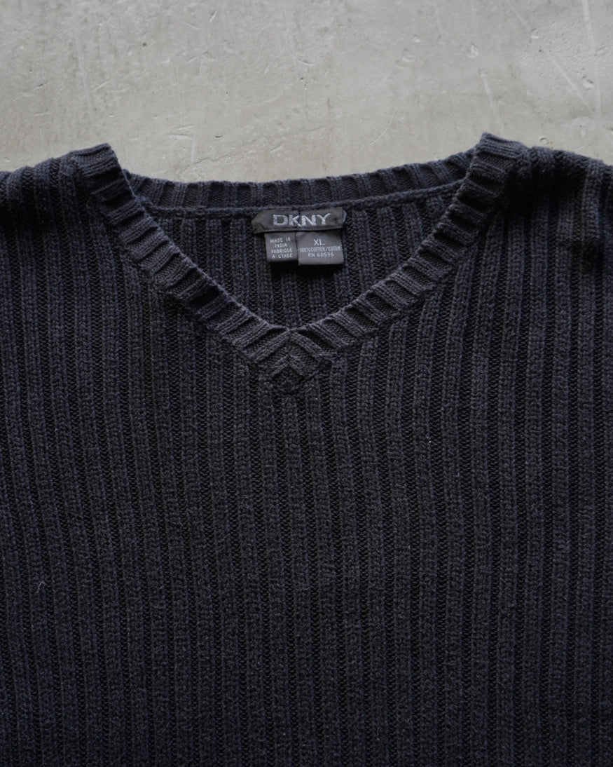 DNKY vneck cotton knit sweater