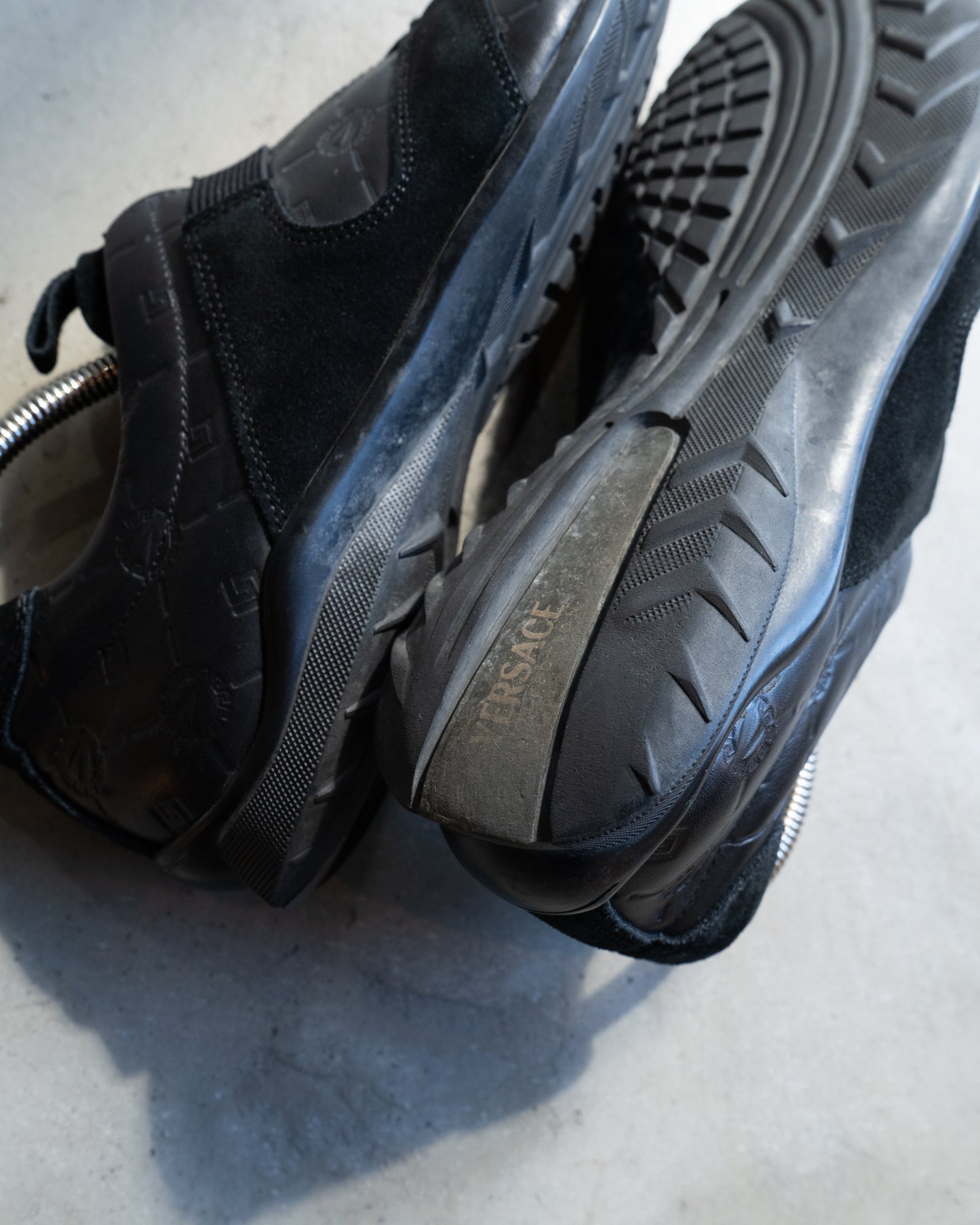 versace collection leather×suede slip on