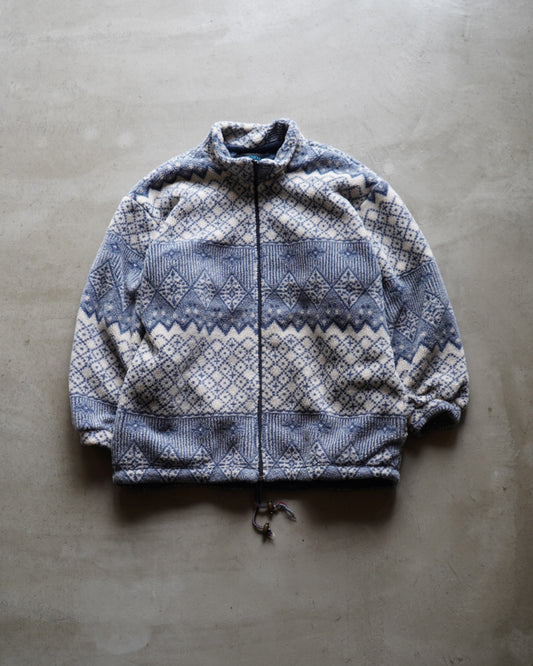 Alpenstil nordic pattern pile fleece zip-up jacket