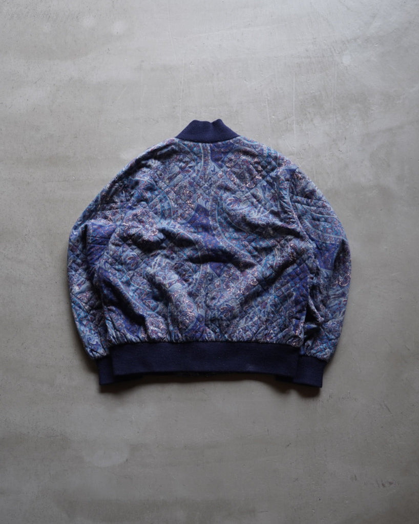 paisley pattern quilting zip-up jacket
