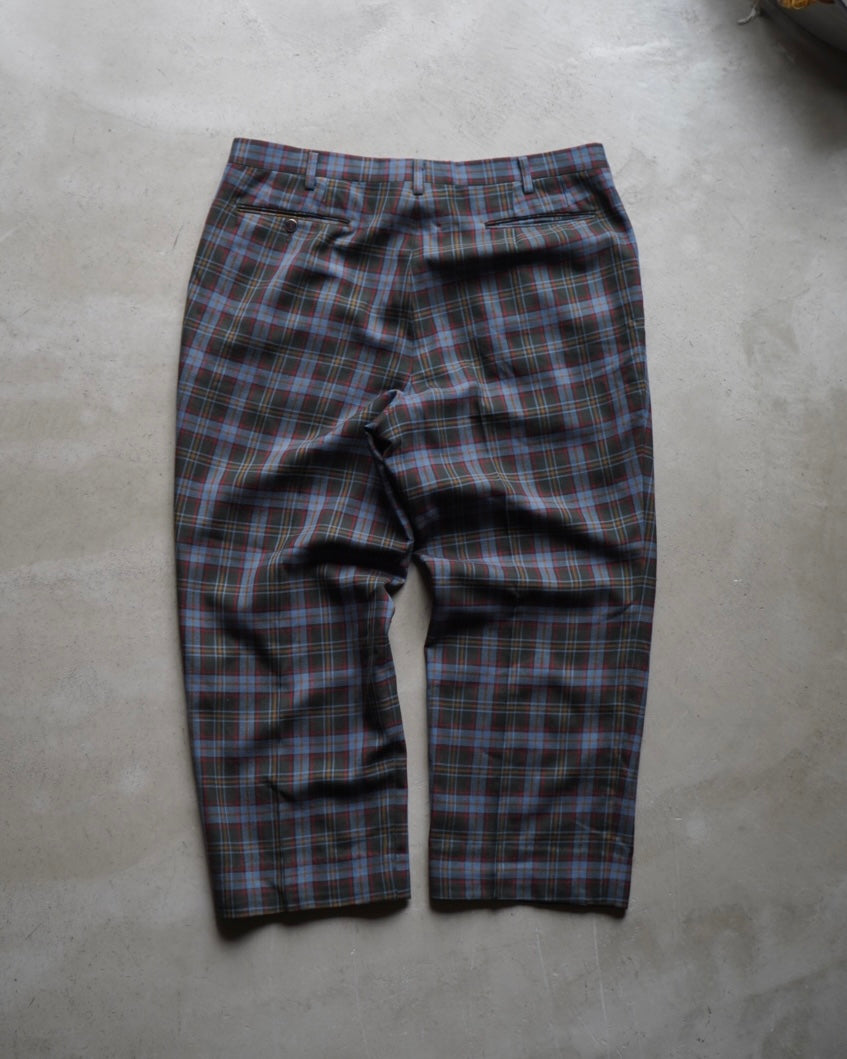 DAKS Plaid Check Pattern Wool Slacks