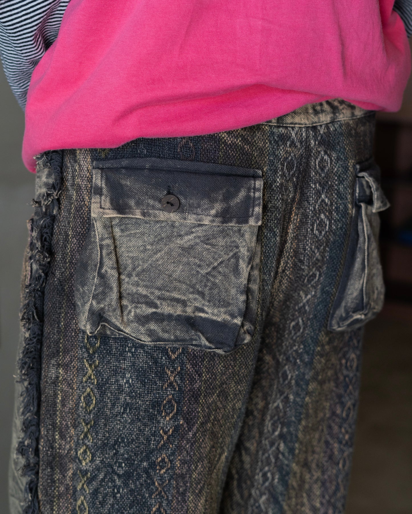 90's design all pattern semi flare easy pants