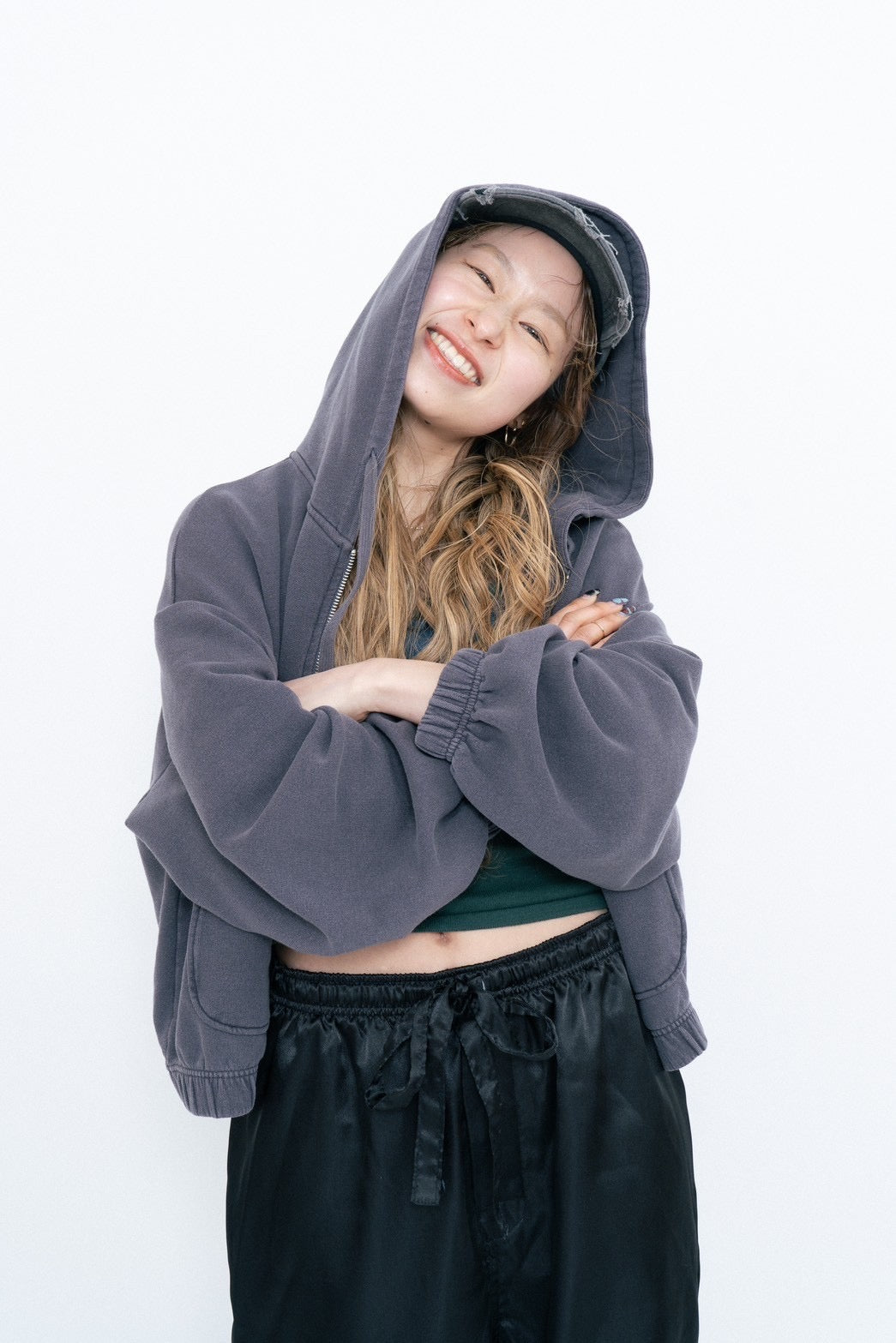 short length sweat foodie zip up