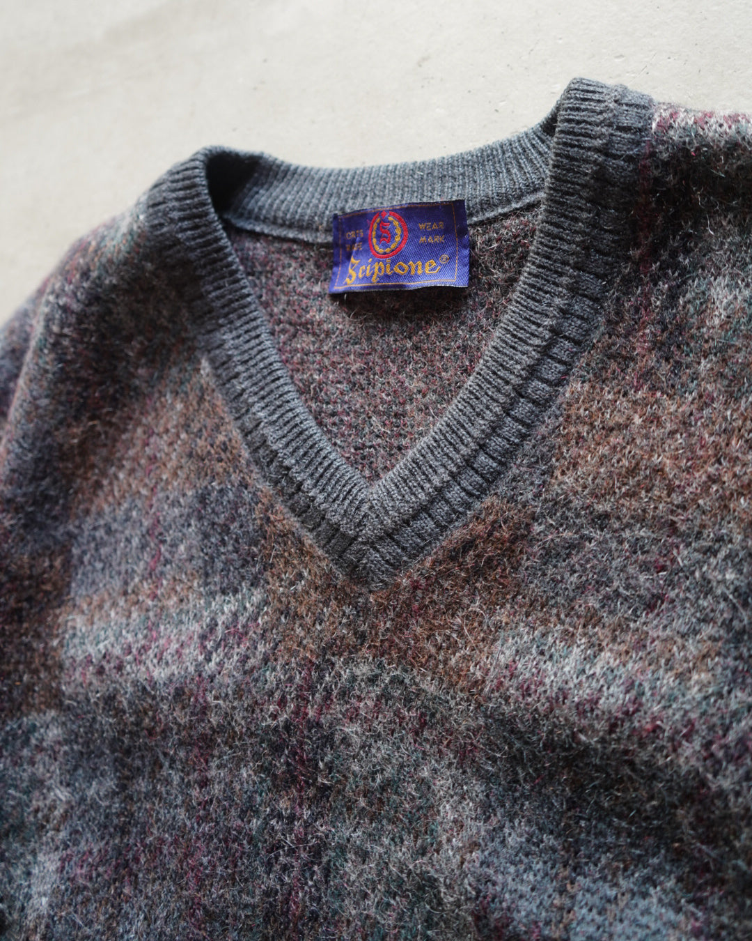 Scipione mohair touch V neck knit sweater