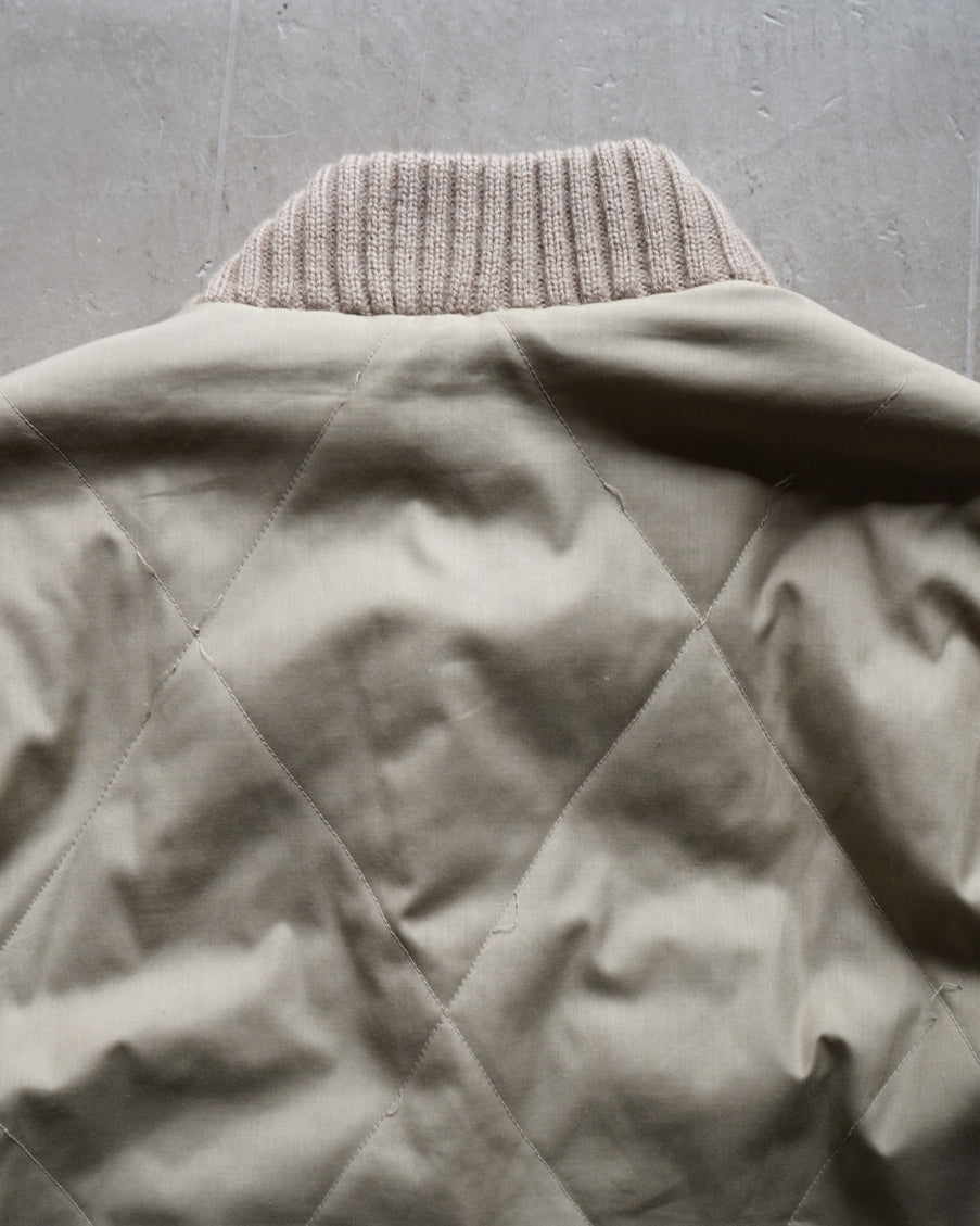 SPORTS MAN quilting switching knit rib zip jacket