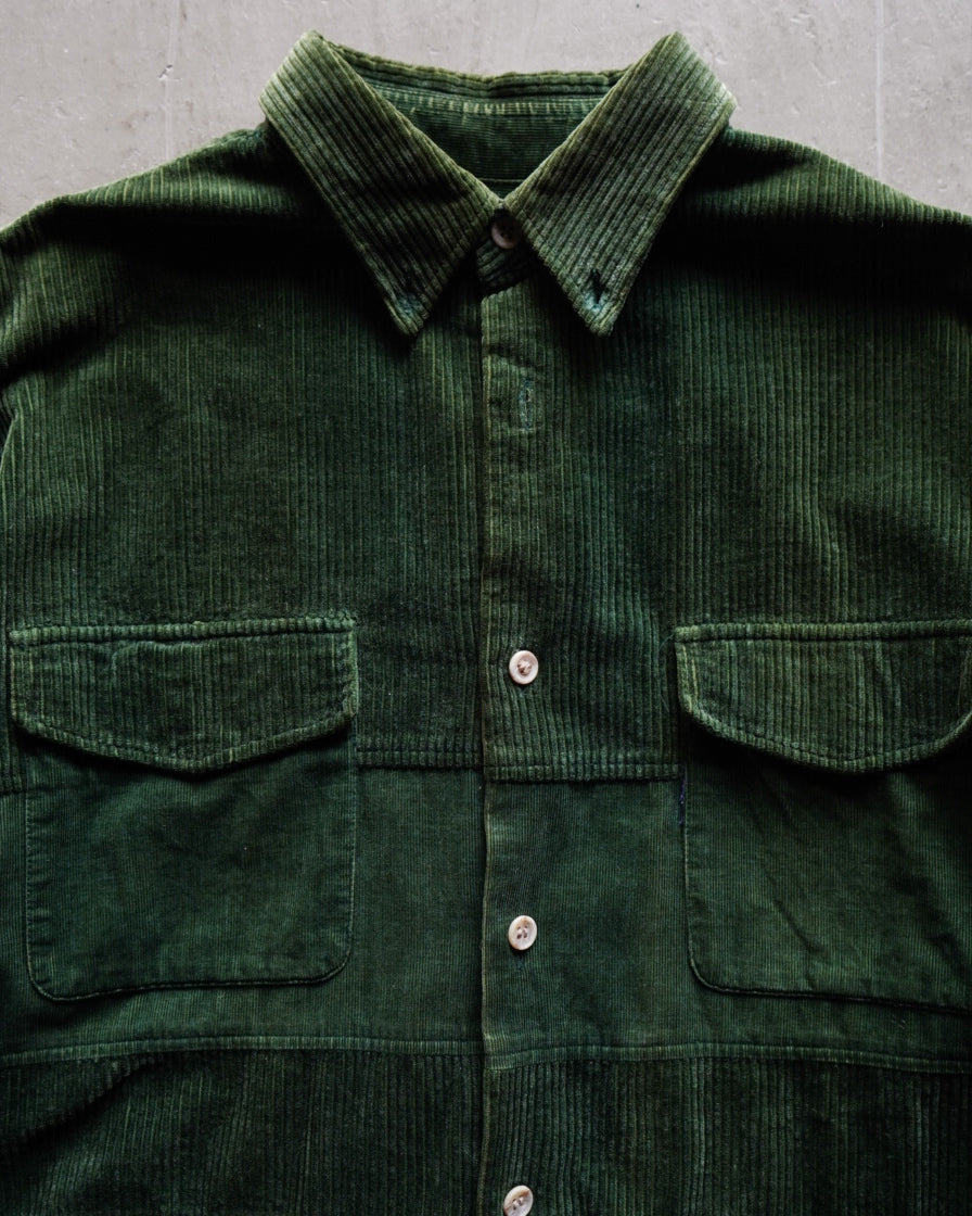 Switching boarder design corduroy shirt