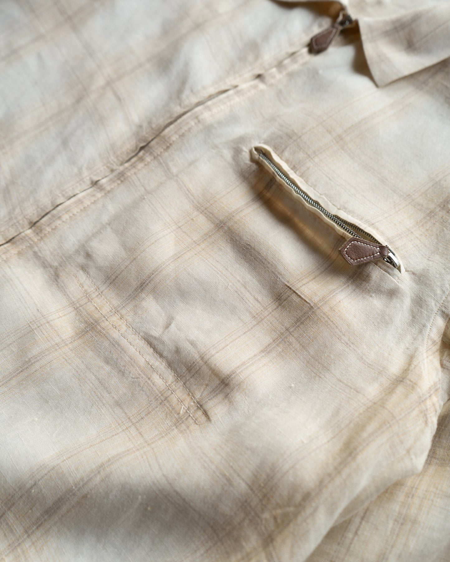 HERMES linen check design shirt jacket