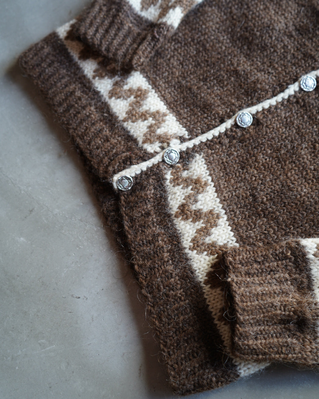 "ladies" 80s ICE WOOL ropey sweater cardigan