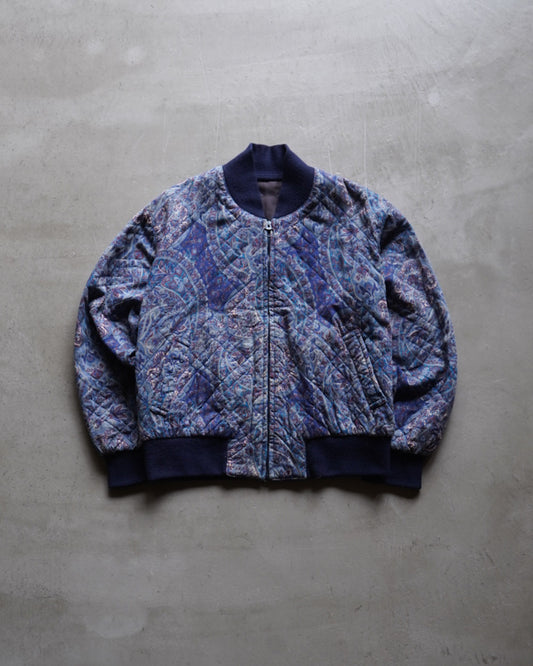 paisley pattern quilting zip-up jacket