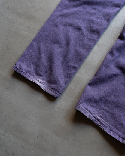 Purple processing straight denim pants