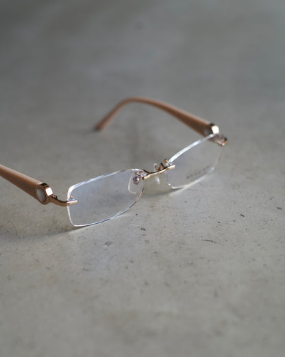 BVLGARI rimless eyeyear made in Japan"beige"