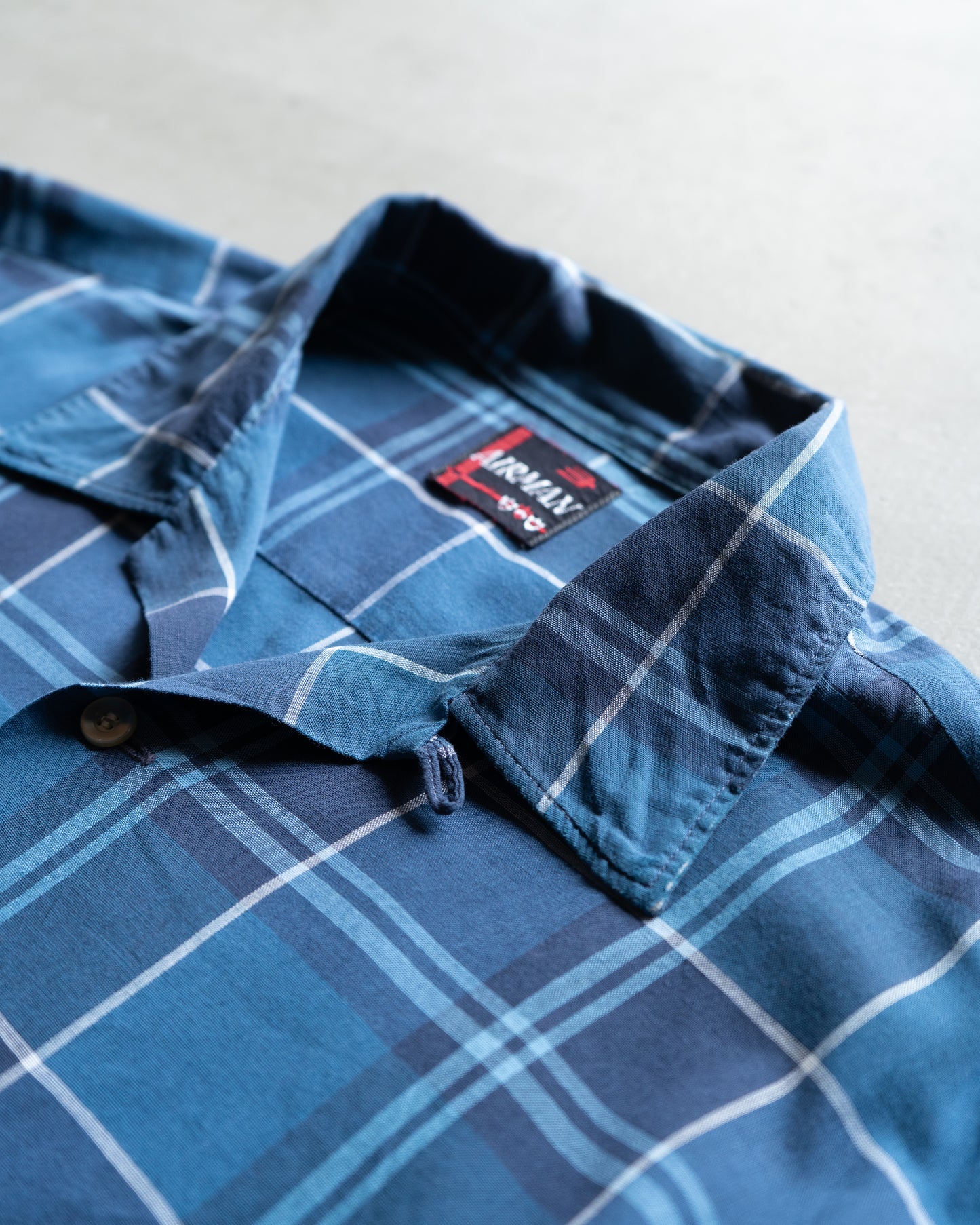 60's AIRMAN cotton open collar check shirts