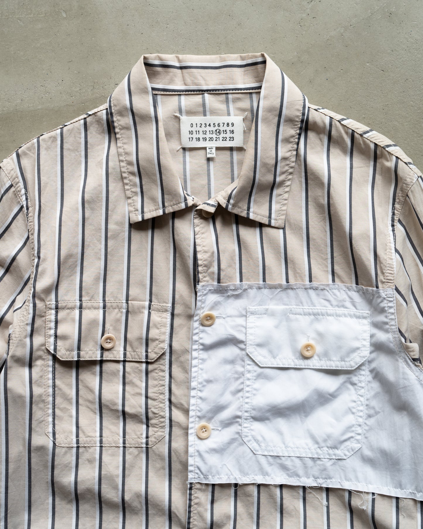 19SS Maison Margiela stripe cotton trucker shirts jacket