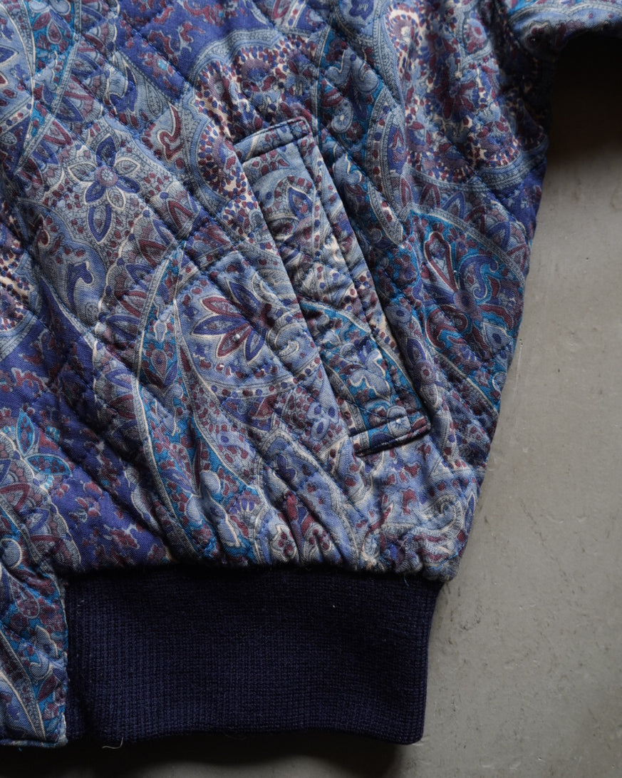 paisley pattern quilting zip-up jacket