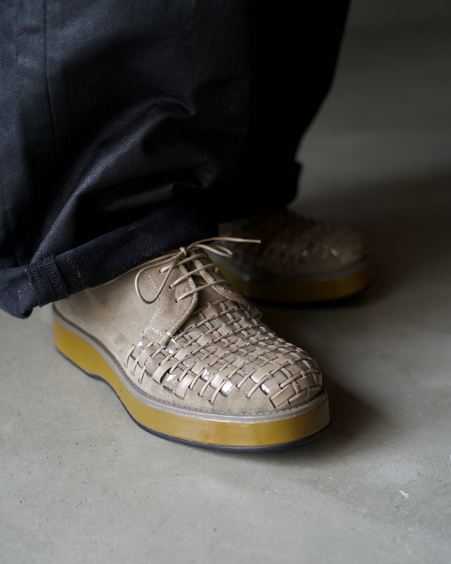 Emporio Armani Intrecciato suede leather shoes