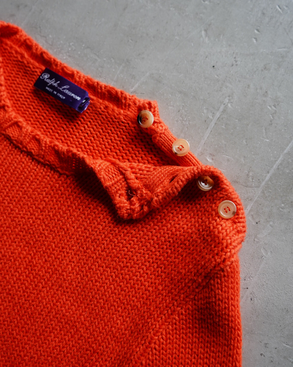 Ralph Lauren Purple Label cotton clue neck knit sweater