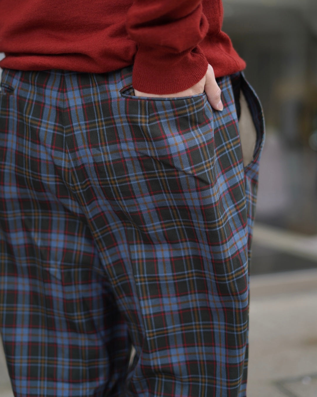 DAKS Plaid Check Pattern Wool Slacks