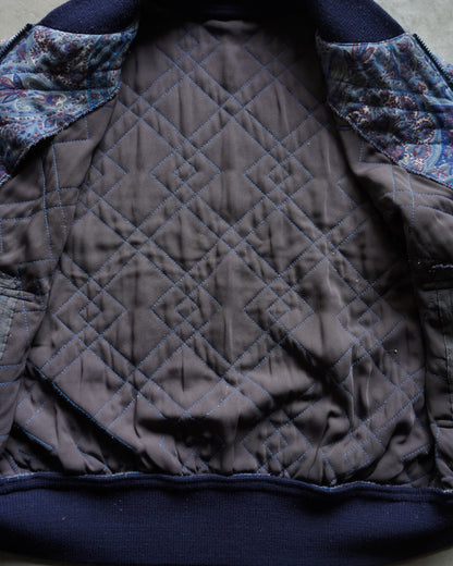 paisley pattern quilting zip-up jacket
