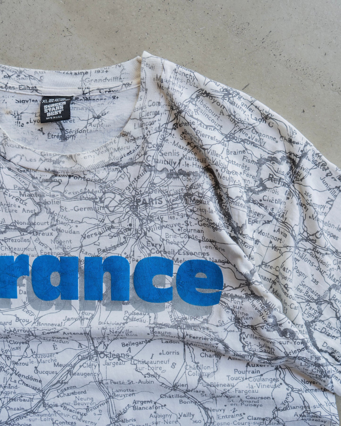 90's all print map design ''France" tee