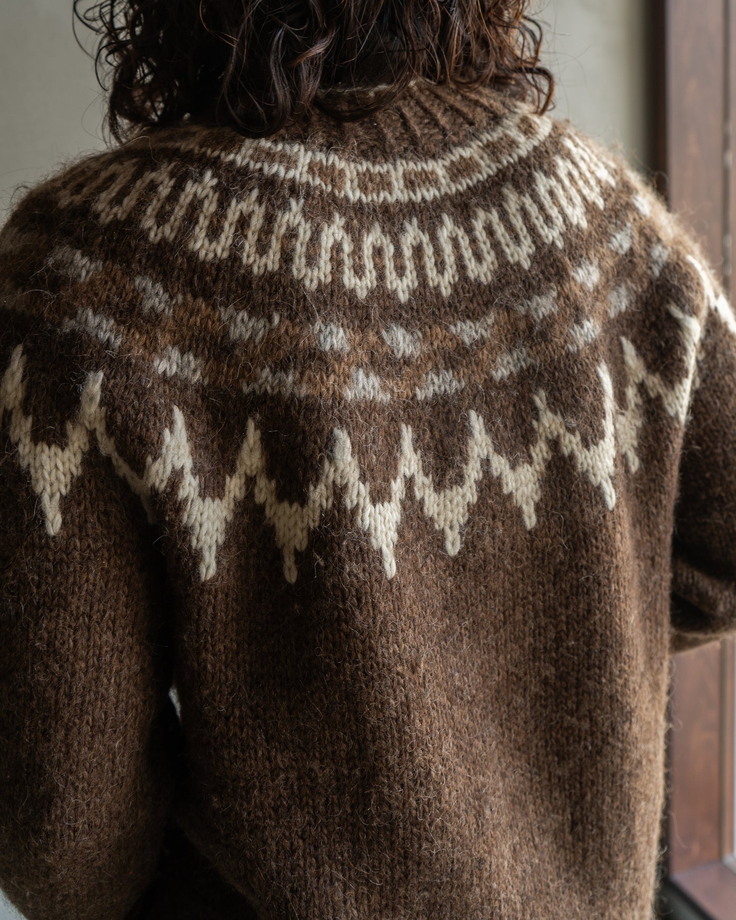 "ladies" 80s ICE WOOL ropey sweater cardigan