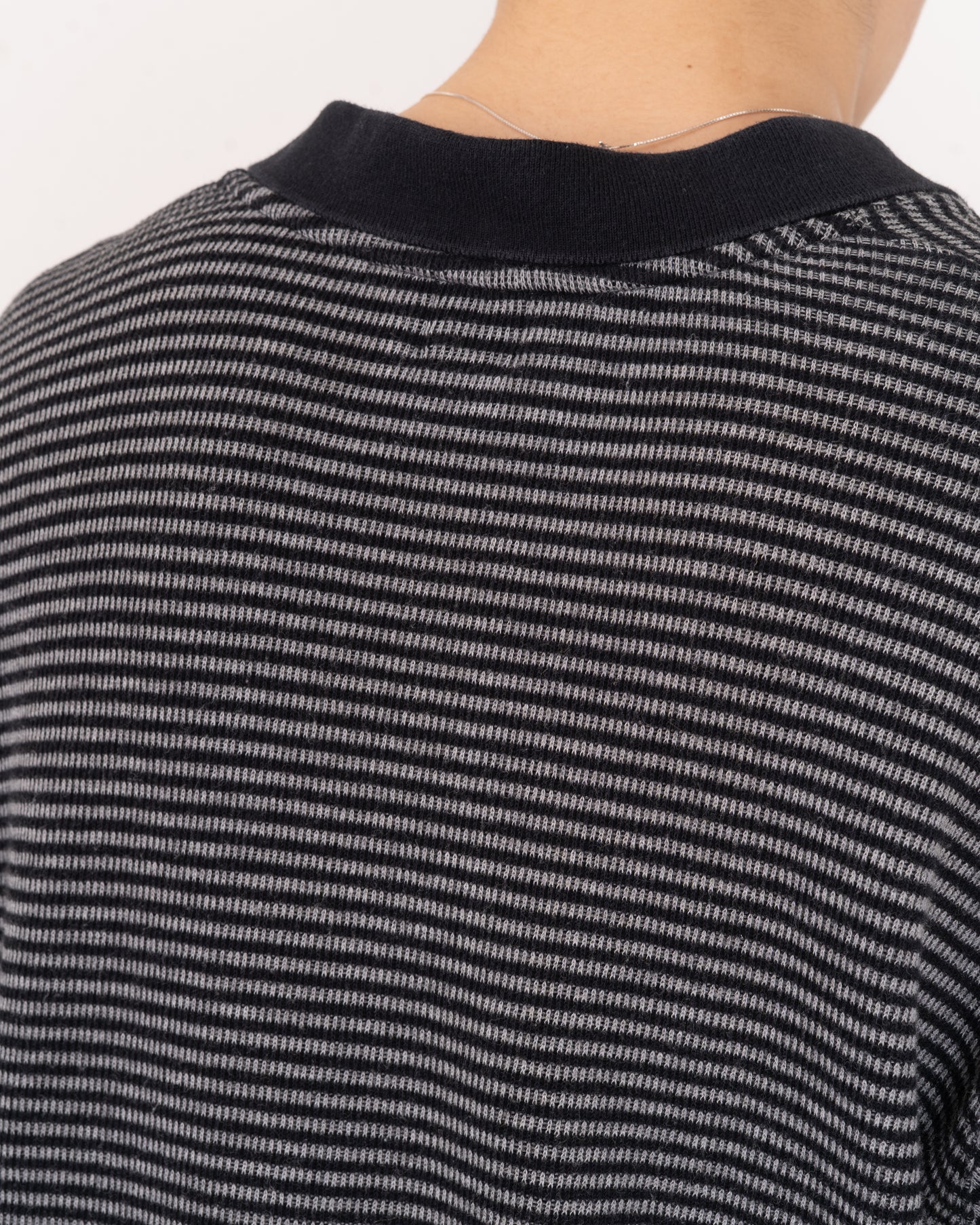 "Calvin Klein"Stripe L/S knit polo shirt