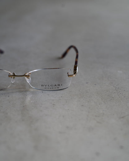 BVLGARI rimless eyeyear made in Japan"tortoiseshell