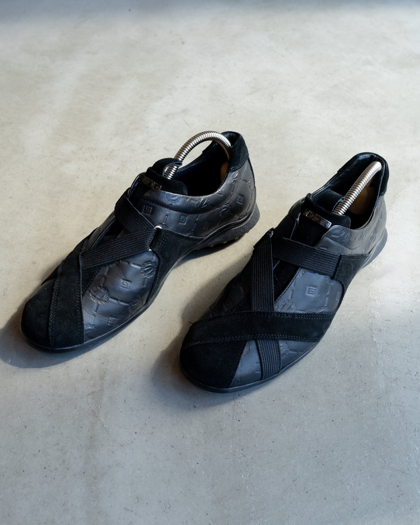 versace collection leather×suede slip on