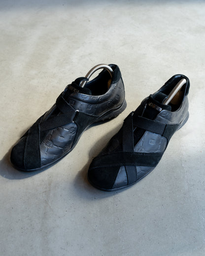 versace collection leather×suede slip on