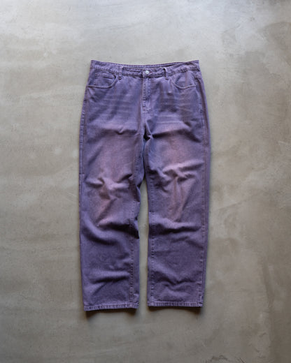 Purple processing straight denim pants