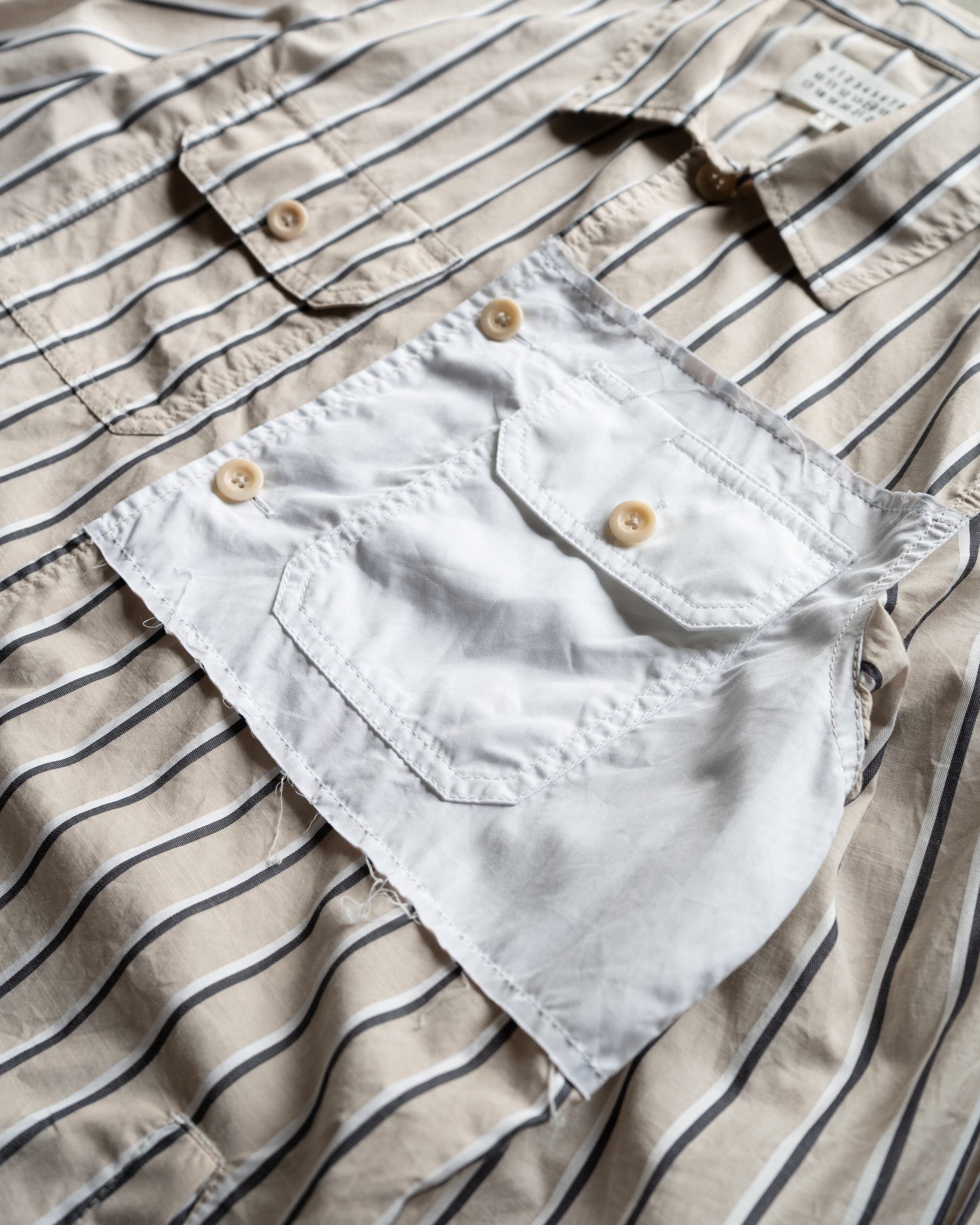 19SS Maison Margiela stripe cotton trucker shirts jacket