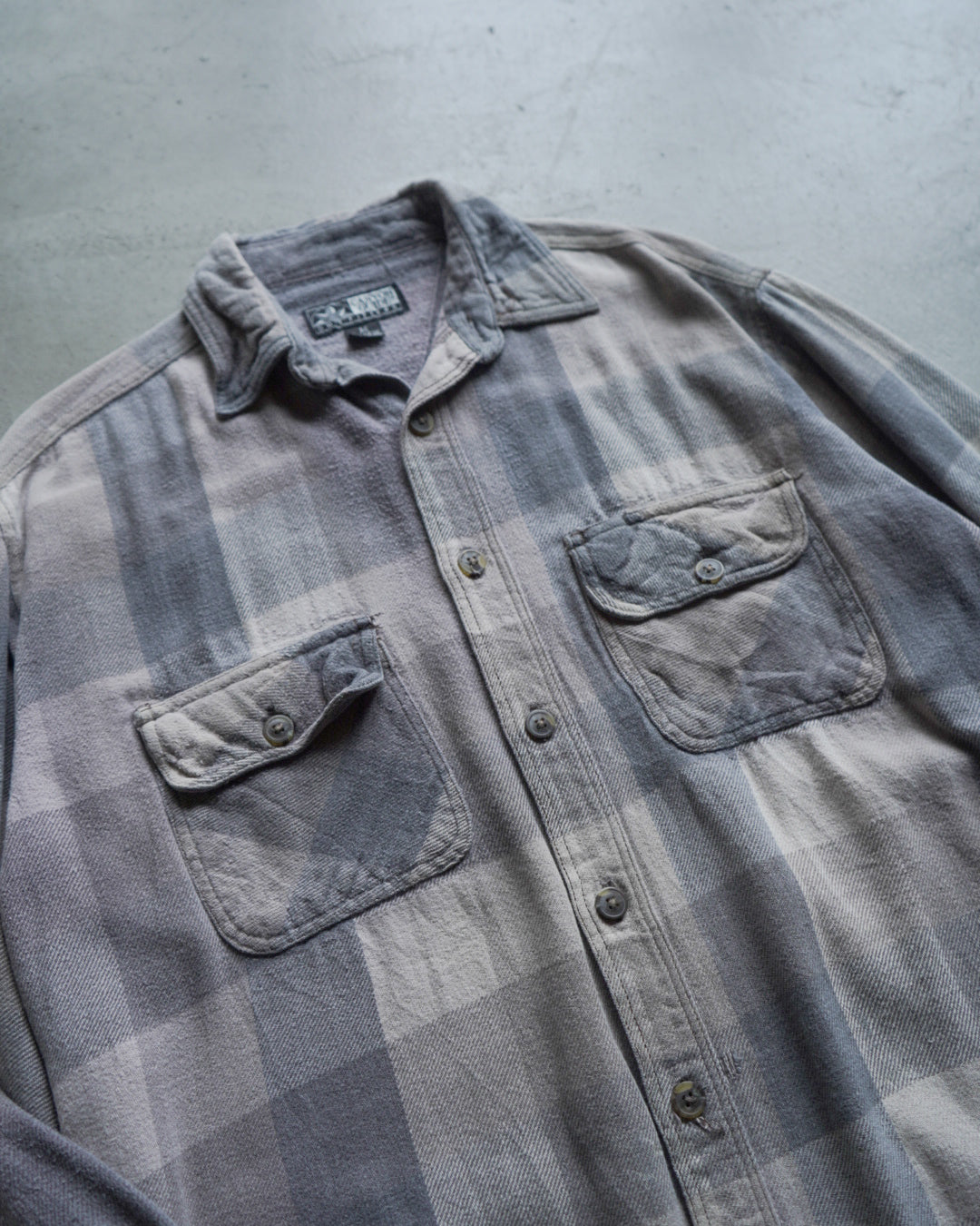 90s check duble flap Pockets flannel shirt