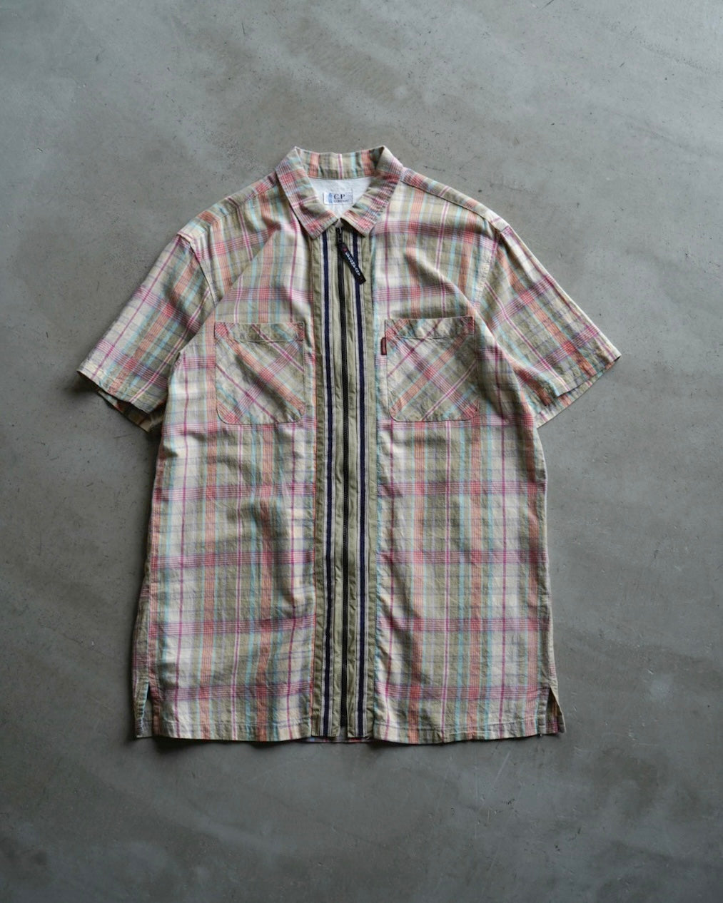 C.P. Company Multi Color Check Zip up Over shirt