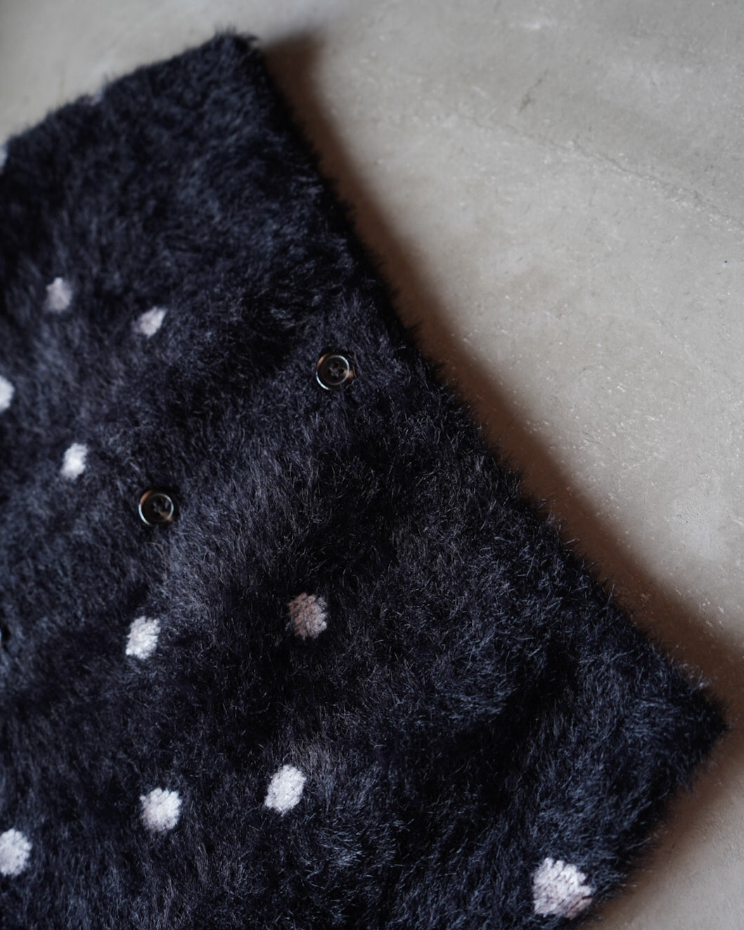 "ladies" polka dot mohair-like cardigan