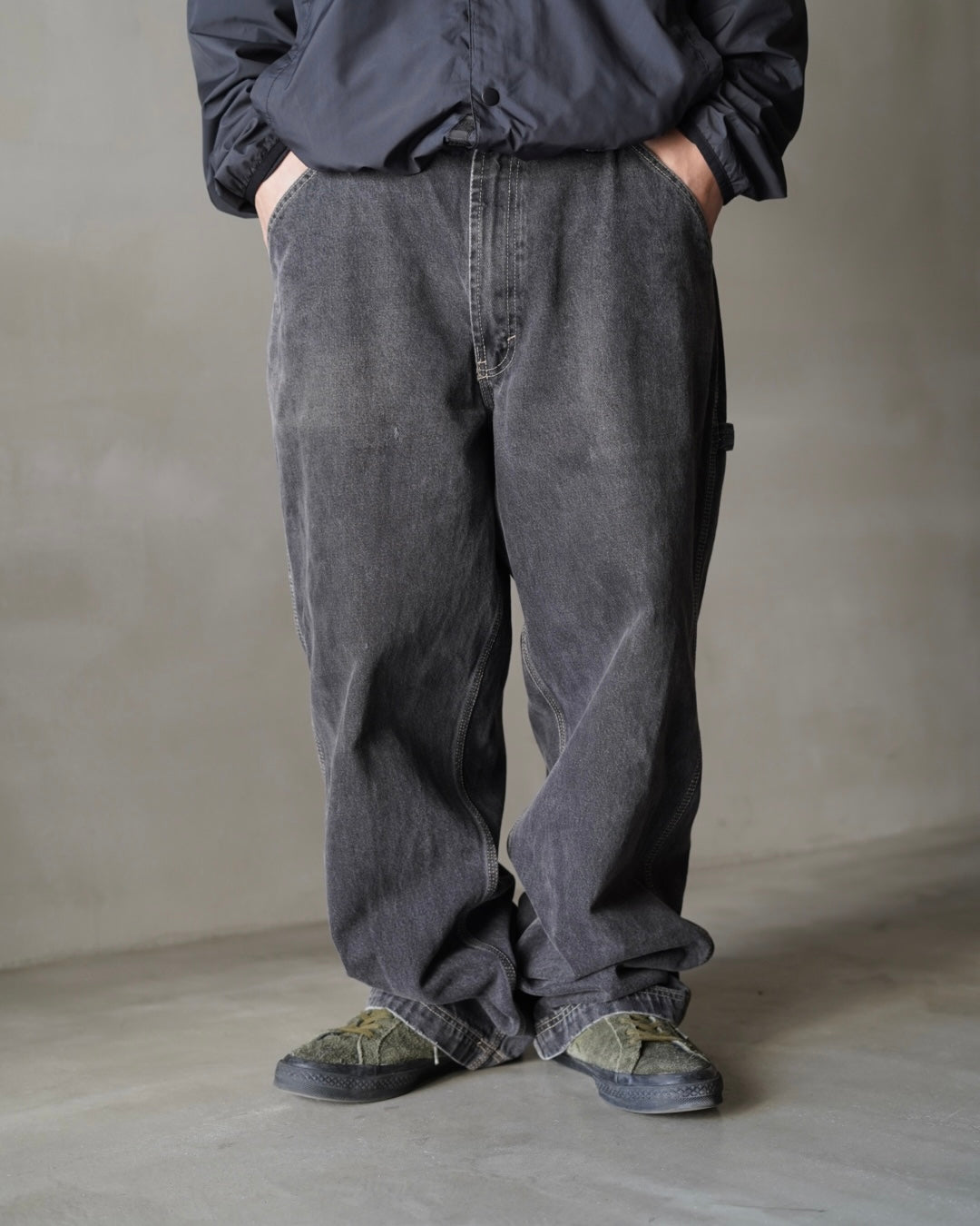 90s “MISSION BLUES”Painter Black Denim Pants