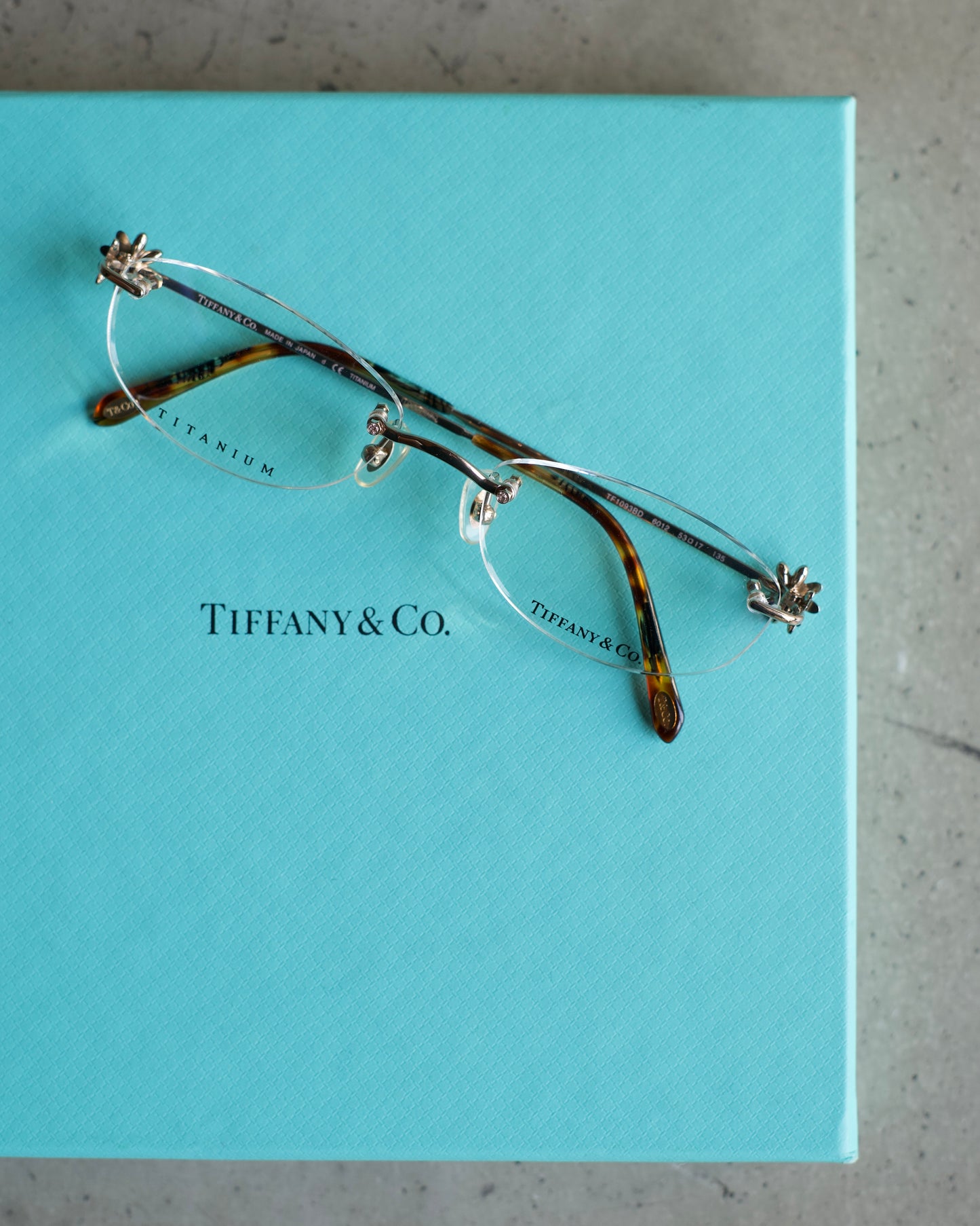 90's Tiffany & Co. rimless eyewear "tortoiseshell