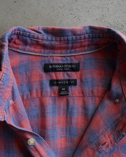 BANANA REPUBLIC piaid check design linen shirt