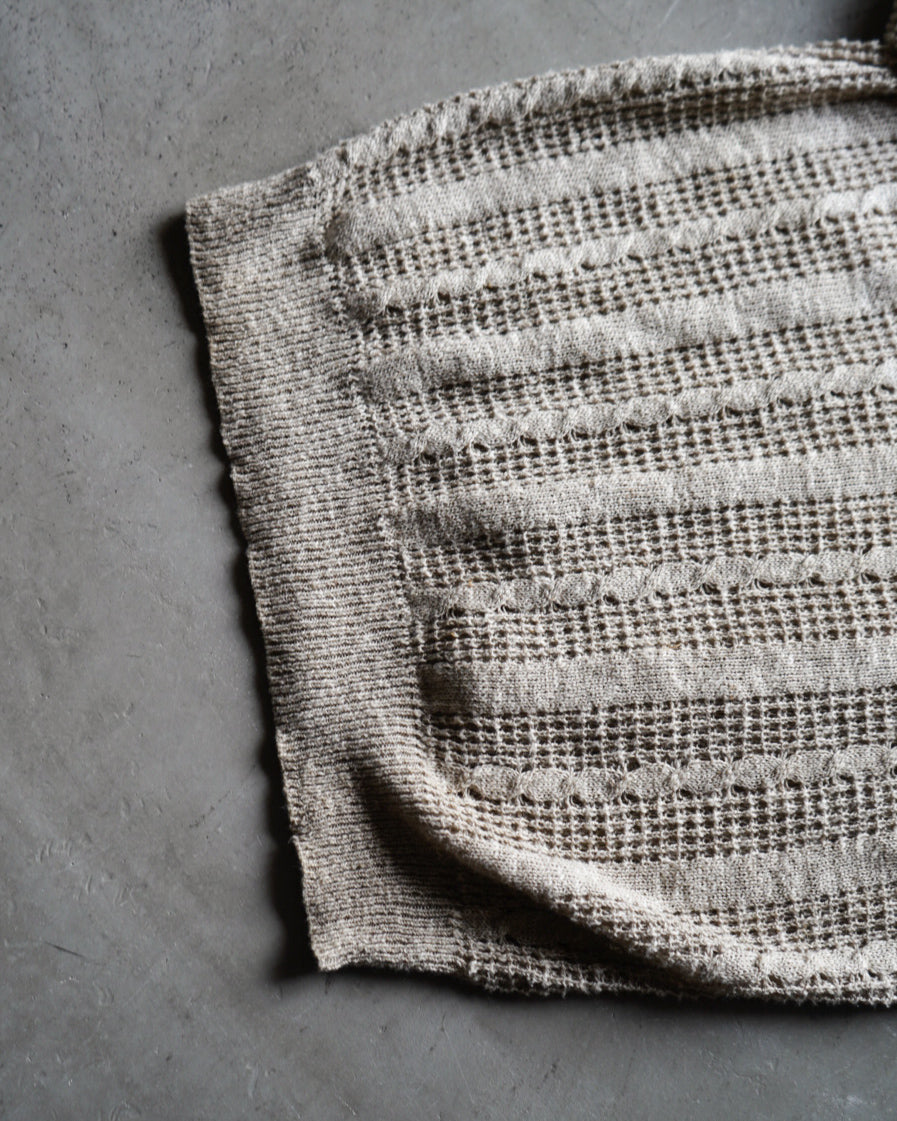 gauze cable crew neck knit sweater